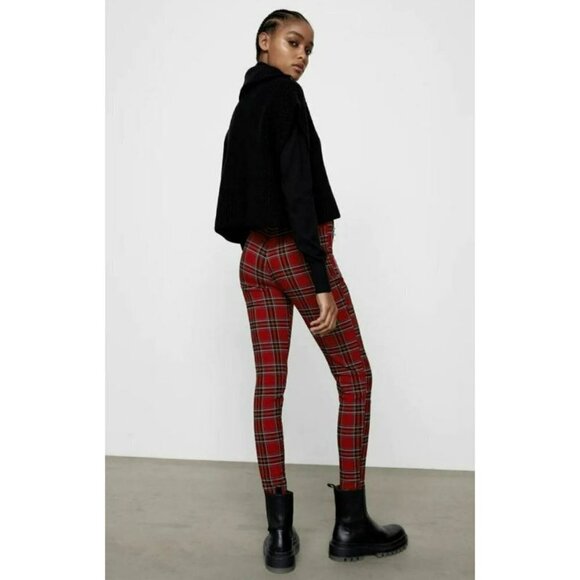 Zara Gingham Checked Flared Pants Plaid High Waisted Size Small - Picture 13 of 16